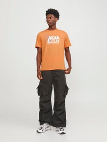 Jack & Jones Gedrukt Ronde hals T-shirt -Tangerine - 12252376