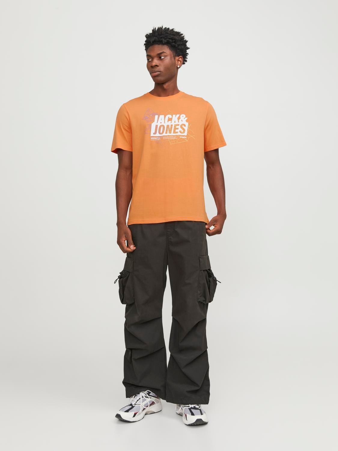 Jack & Jones Trükitud Ümmargune kaelus T-särk -Tangerine - 12252376