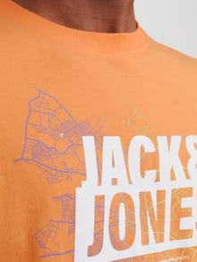 Jack & Jones Printed Crew neck T-shirt -Tangerine - 12252376