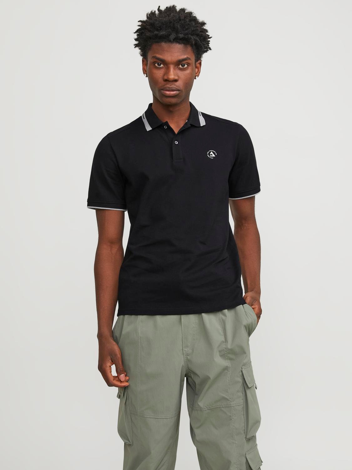 Jack & Jones Enfärgat Polo T-shirt -Black - 12252395