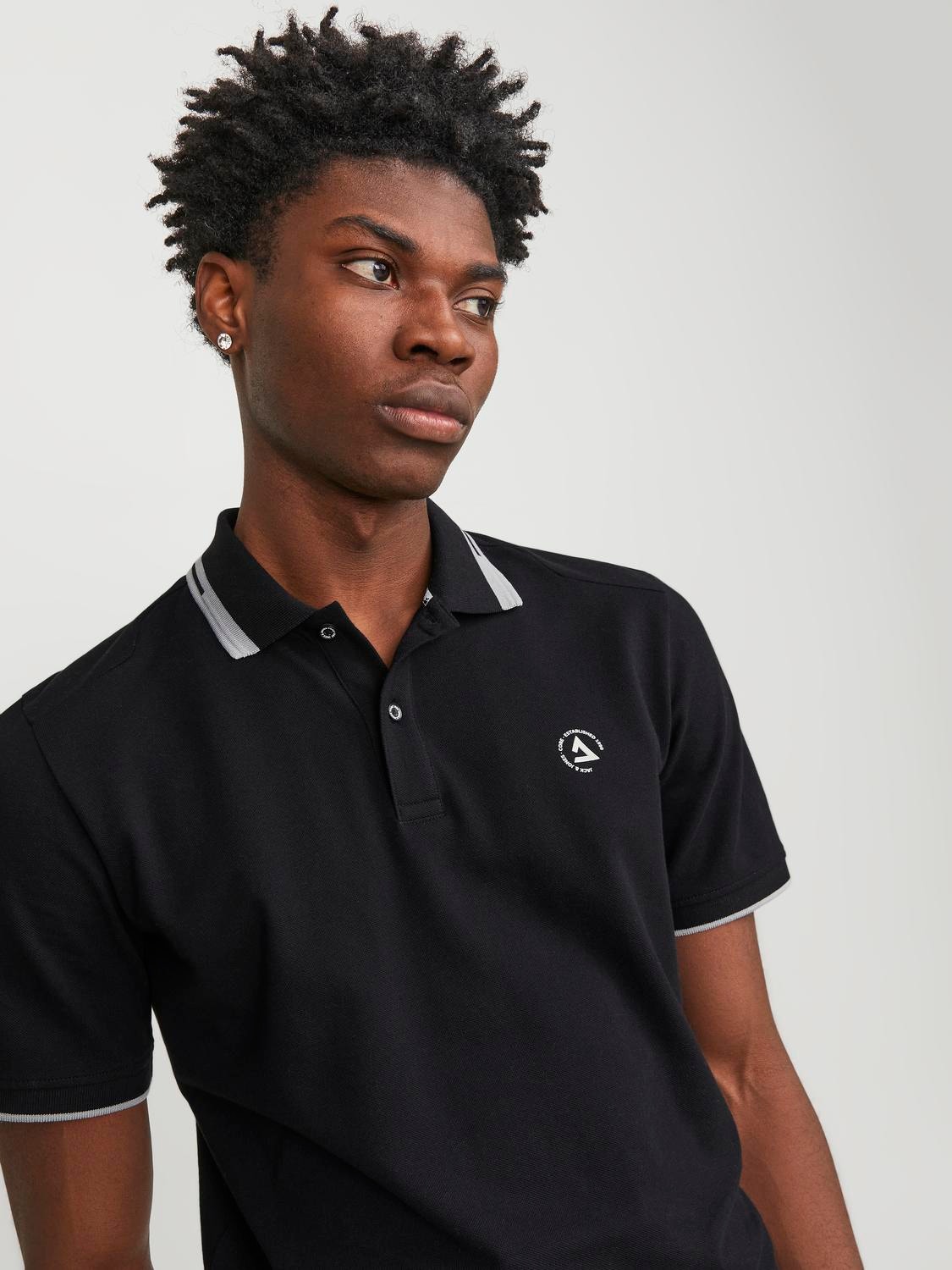 Jack & Jones Bez vzoru Polo límec Tričko -Black - 12252395