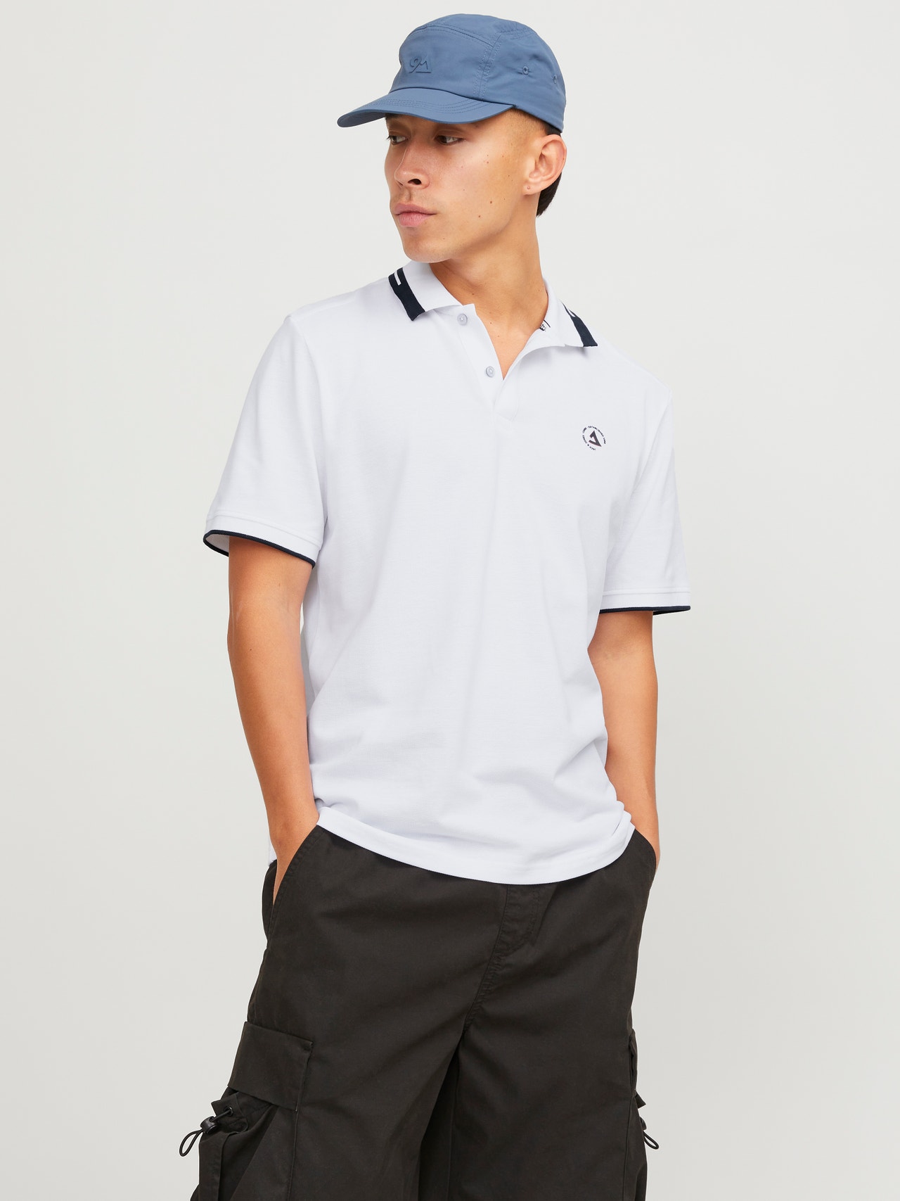 Jack & Jones Bez vzoru Polo límec Tričko -White - 12252395