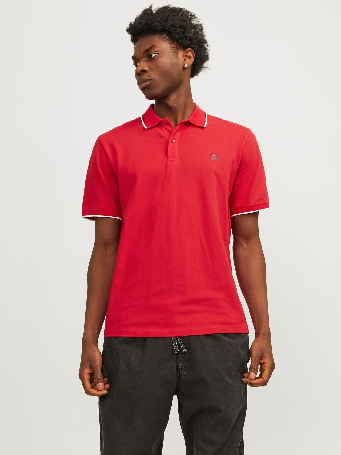 Plain Polo T shirt Dark Red Jack Jones