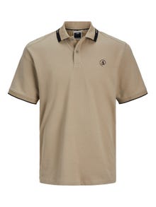 Jack & Jones Enfärgat Polo T-shirt -Crockery - 12252395