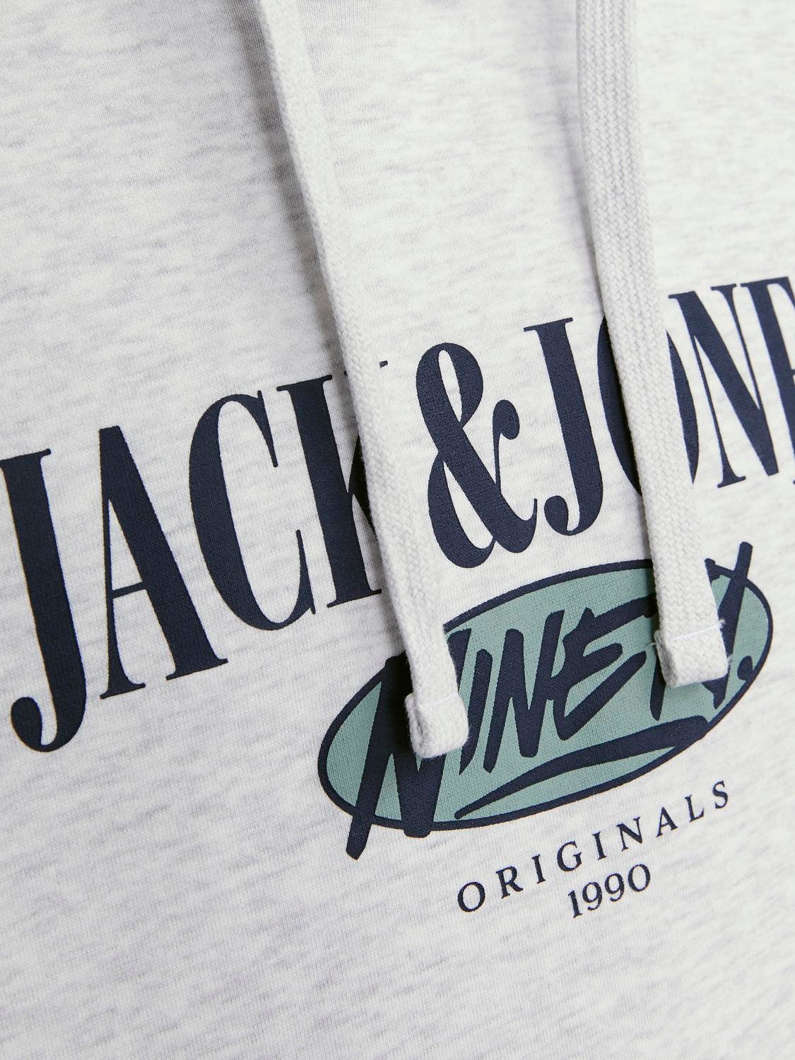 Jack & Jones Logo Hættetrøje -White Melange - 12252402
