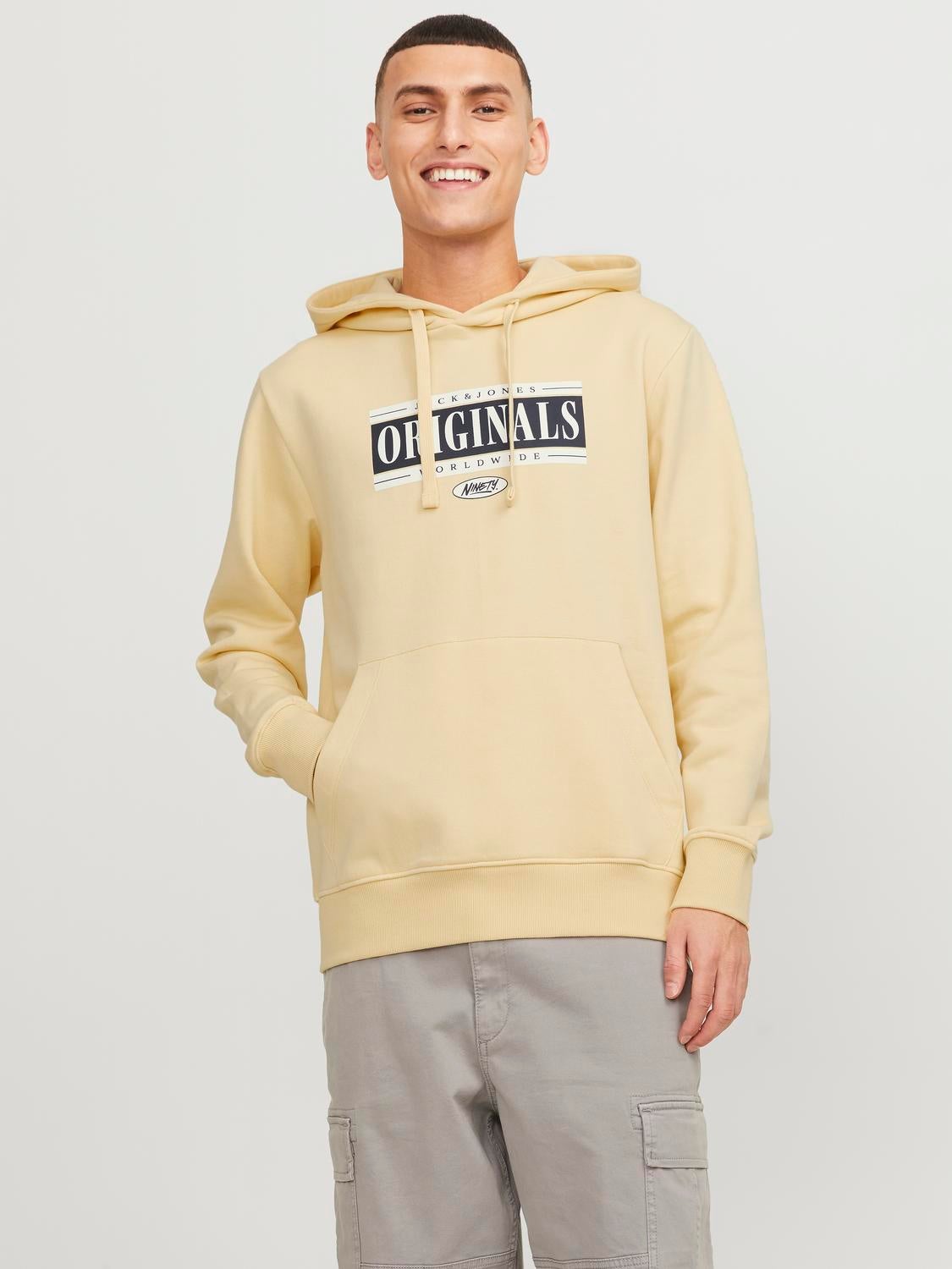 Mens light yellow top hoodie