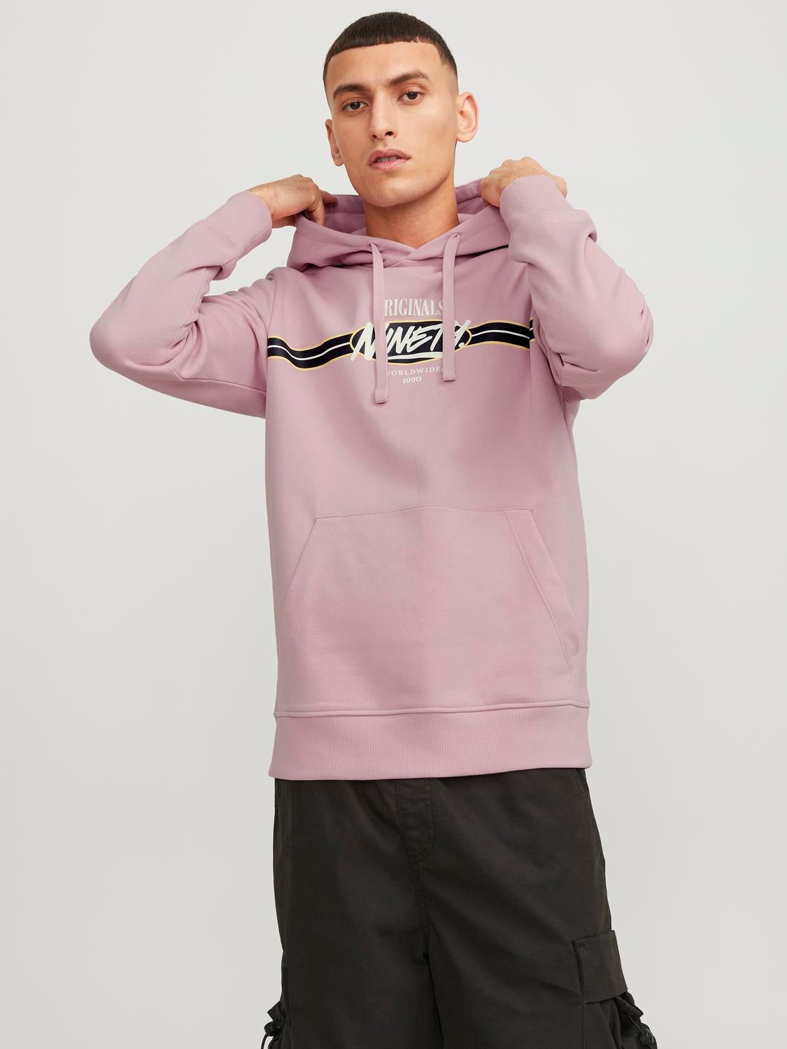 Jack and jones pink hoodie sale