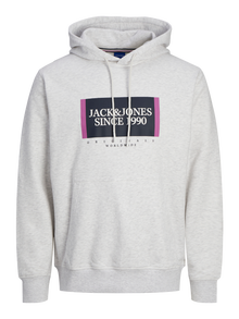 Jack & Jones Painettu Huppari -White Melange - 12252409