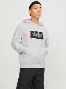 Jack & Jones Painettu Huppari -White Melange - 12252409