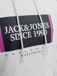 Jack & Jones Painettu Huppari -White Melange - 12252409