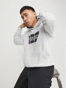 Jack & Jones Painettu Huppari -White Melange - 12252409