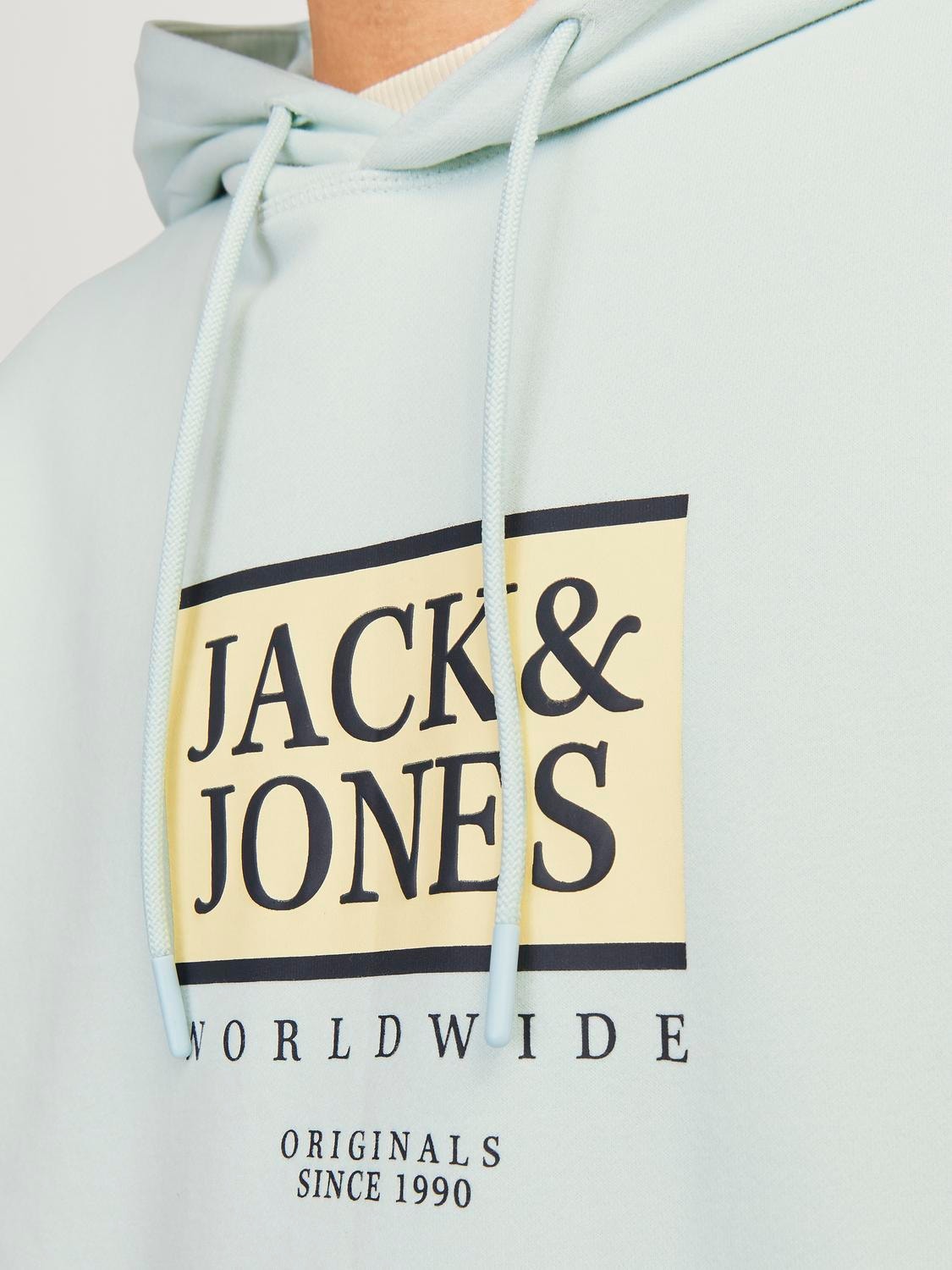 Jack & Jones Printed Hoodie -Skylight - 12252409
