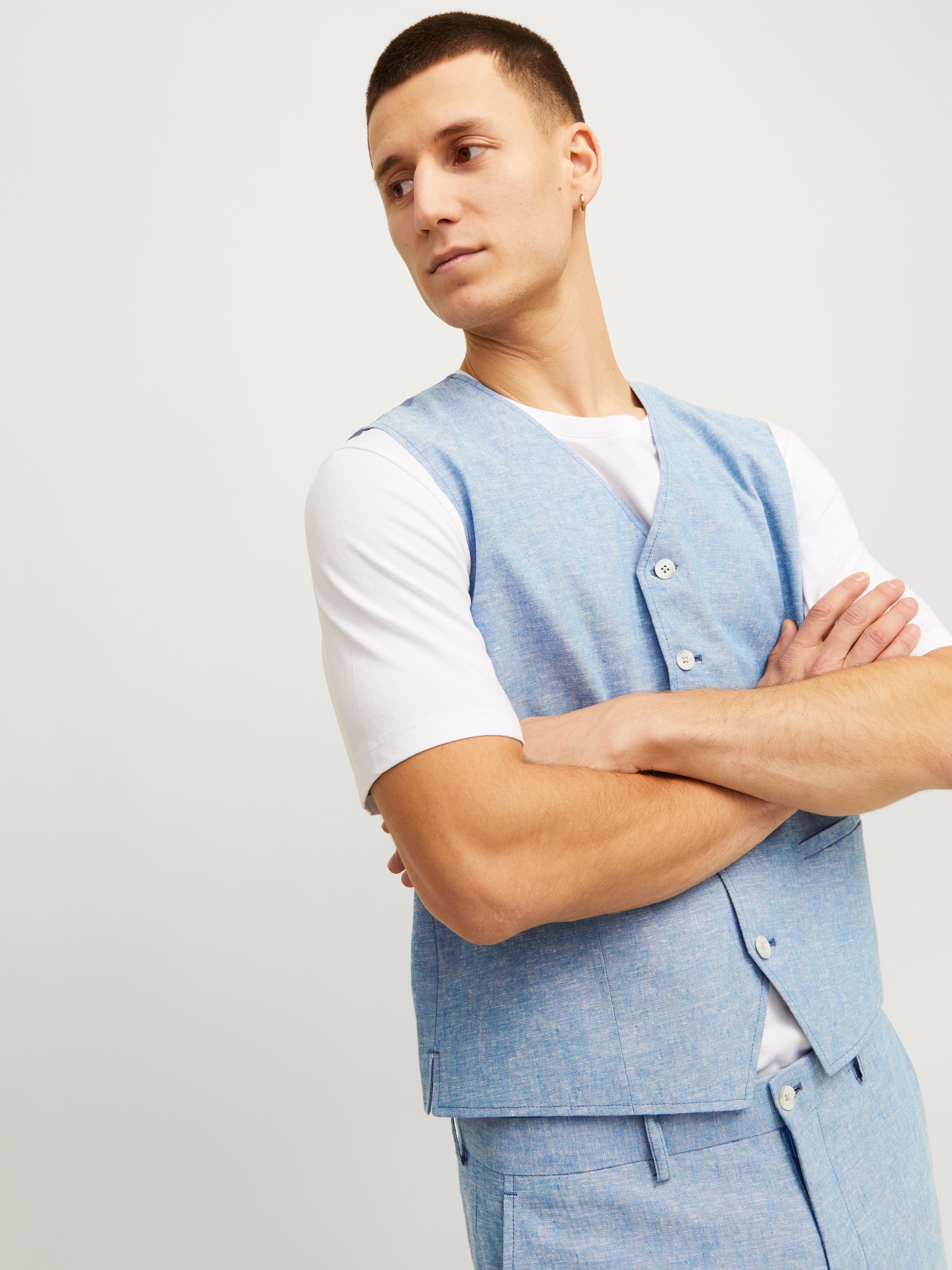 JPRRIVIERA Regular Fit Tailored Waistcoat | Medium Blue | Jack 
