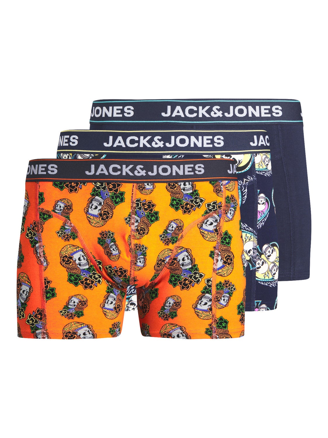 thumbnail image 2 of Jack & Jones Men's 3-Pack Trunks Boxer Shorts - Black & White - S,M,L,XL,XXL 2 of 5