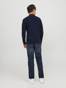 Jack & Jones Stickad tröja med halv dragkedja För pojkar -Navy Blazer - 12252674