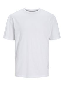 Jack & Jones Raidat Pyöreä pääntie T-paita -Bright White - 12252797