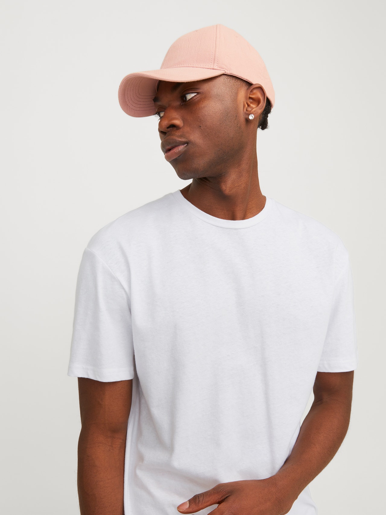 Jack & Jones Raidat Pyöreä pääntie T-paita -Bright White - 12252797