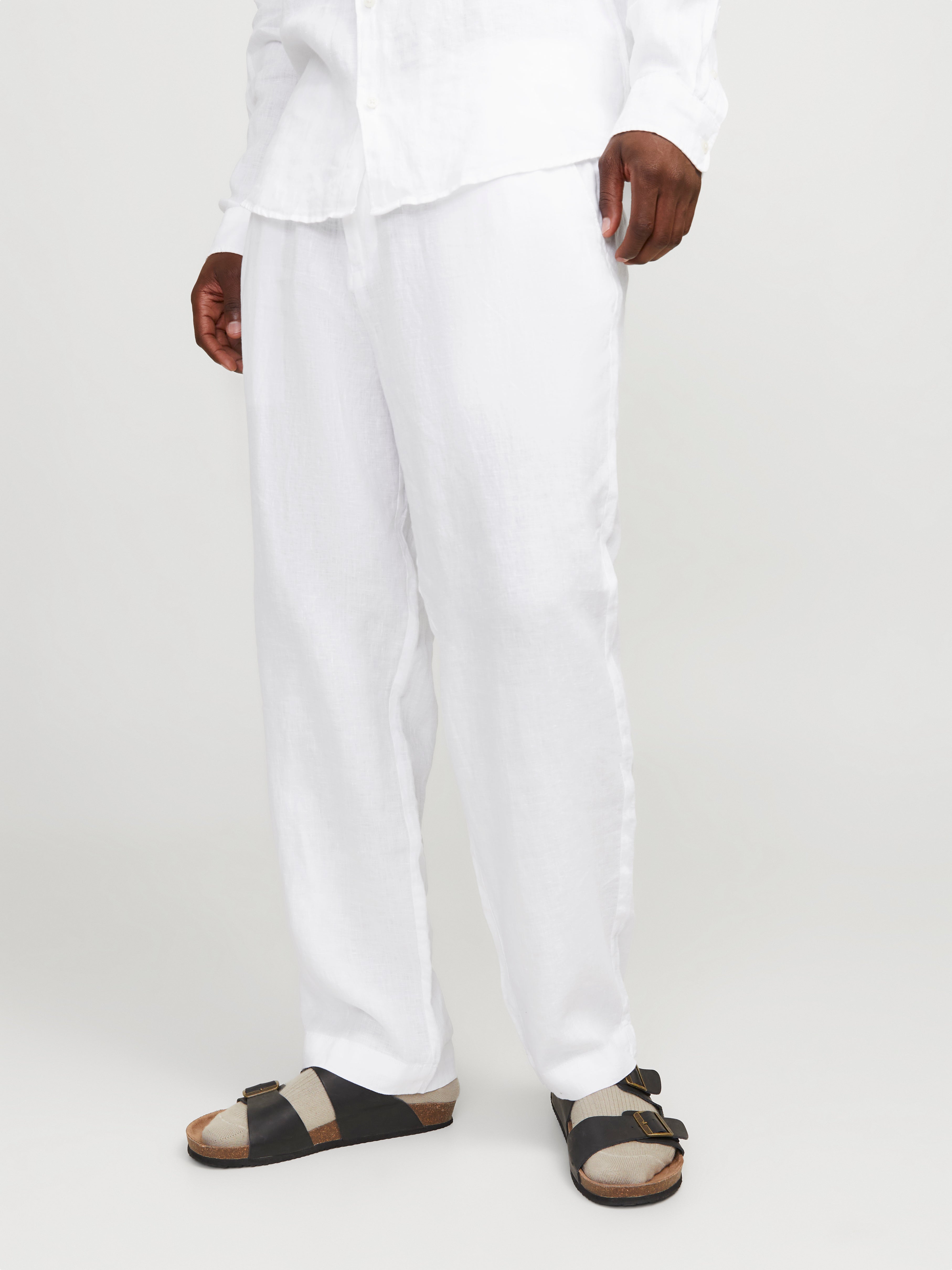 Men Vintage Cotton Linen Long Pants Loose Casual Elastic Waist Linen  Trousers | Wish