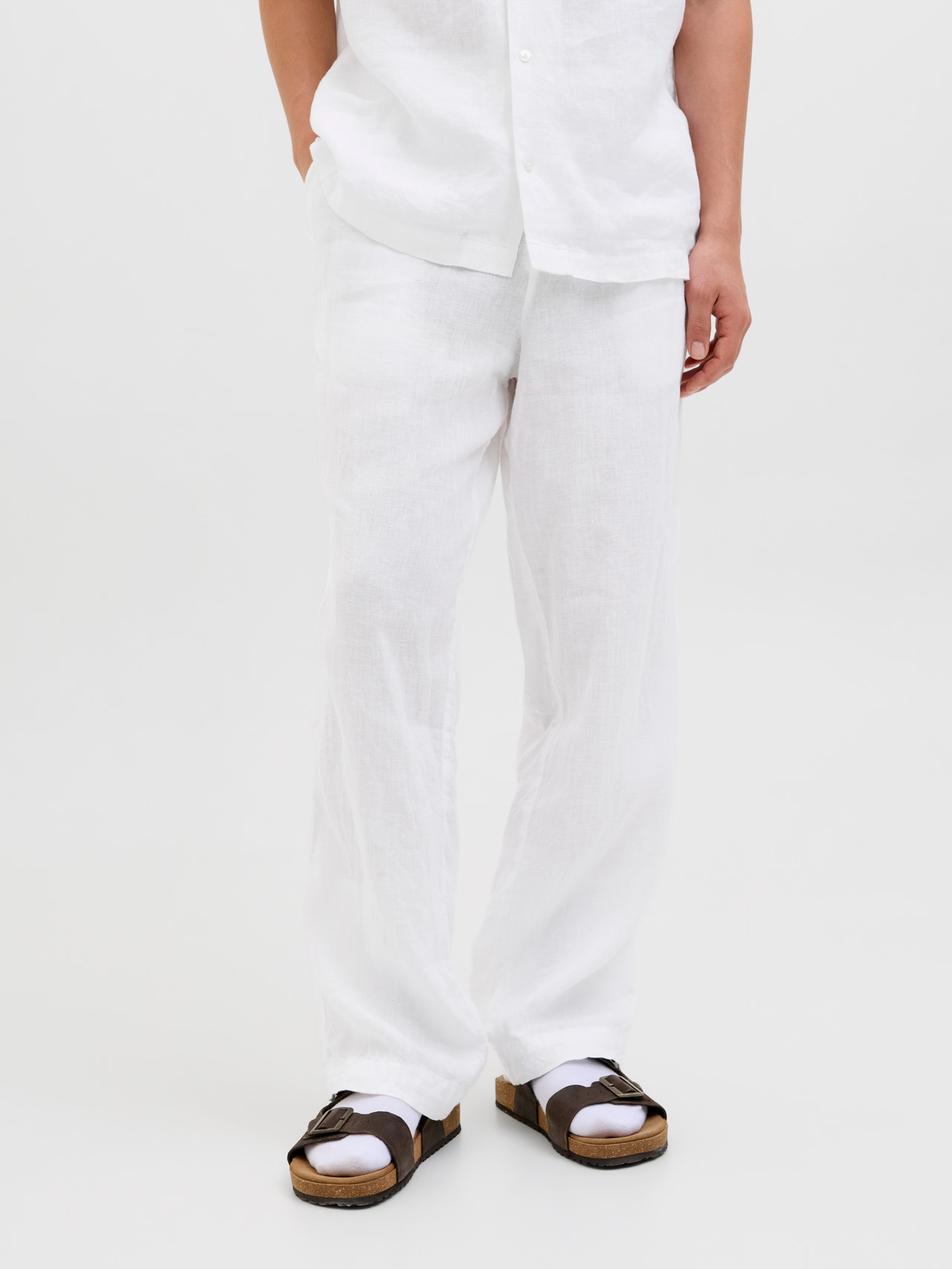 Jack & Jones Loose Fit Puuvillased püksid -Bright White - 12253120