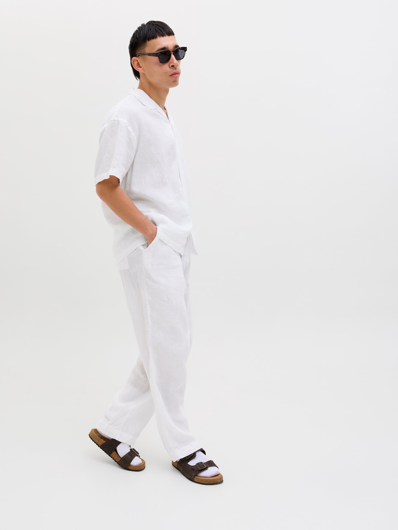 Jack & Jones Loose Fit Puuvillased püksid -Bright White - 12253120