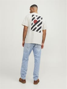 Jack & Jones RDD T-shirt Estampar Decote Redondo -Egret - 12253164