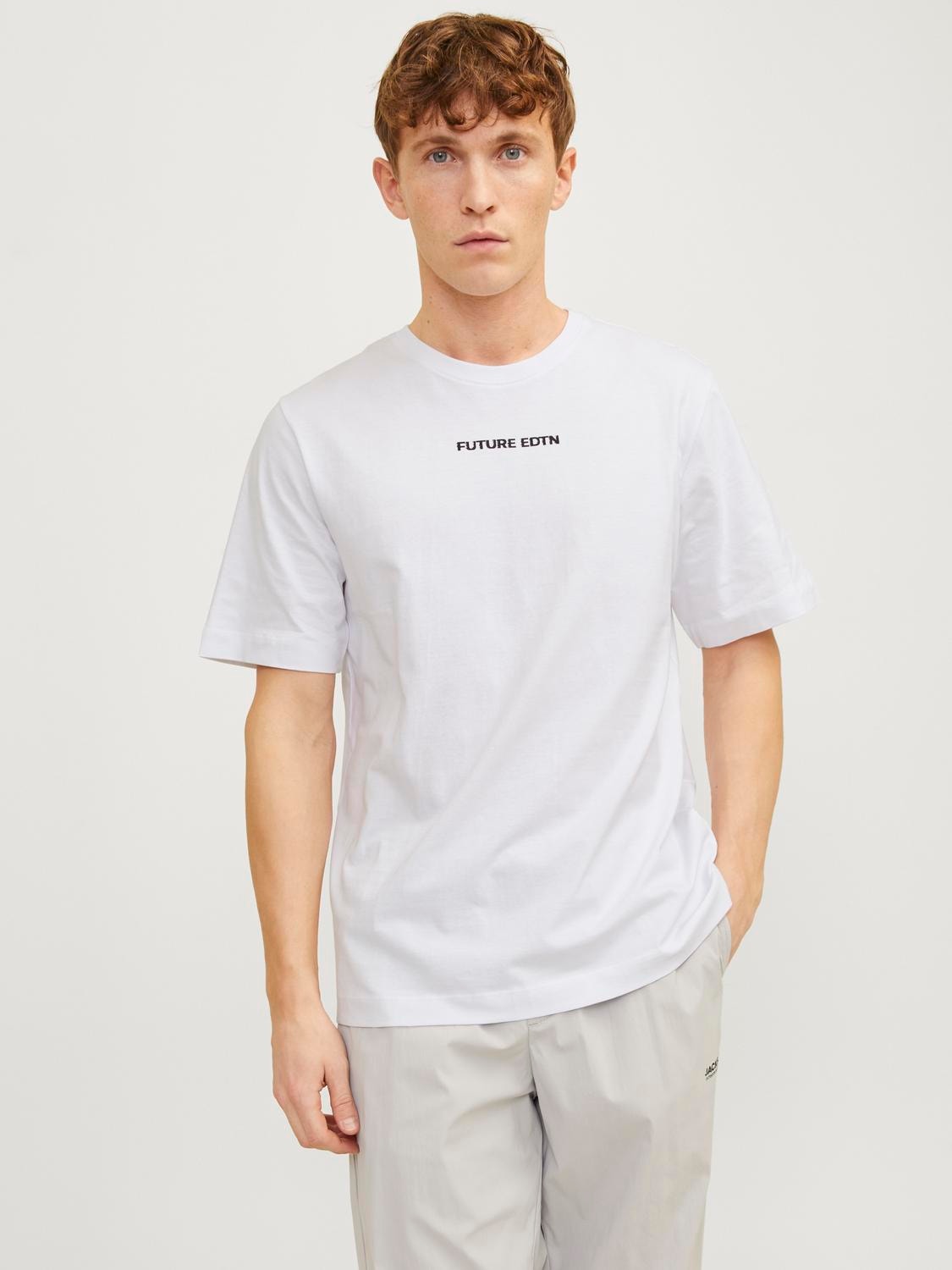 Jack & Jones T-shirt Estampar Decote Redondo -White - 12253378