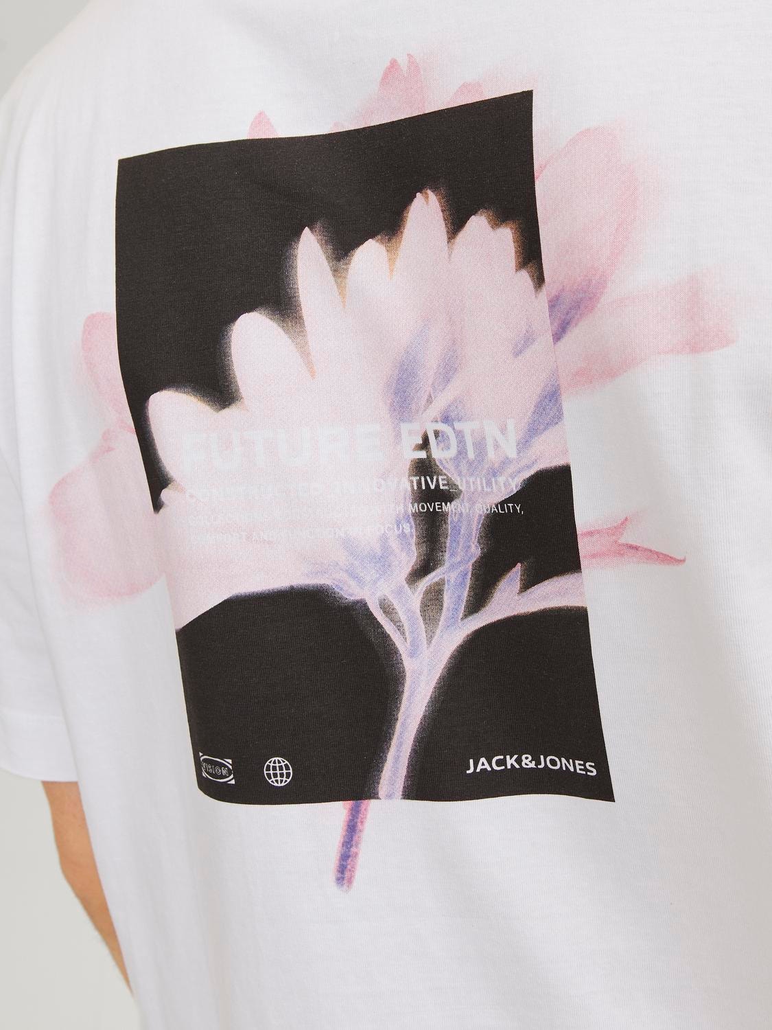 Jack & Jones Painettu Pyöreä pääntie T-paita -White - 12253378