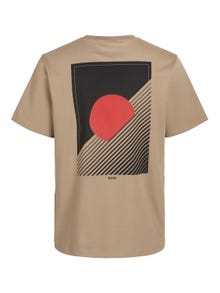 Jack & Jones RDD Nadruk Okrągły dekolt T-shirt -Greige - 12253392
