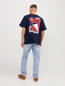 Jack & Jones RDD Gedruckt Rundhals T-shirt -Navy Blazer - 12253394