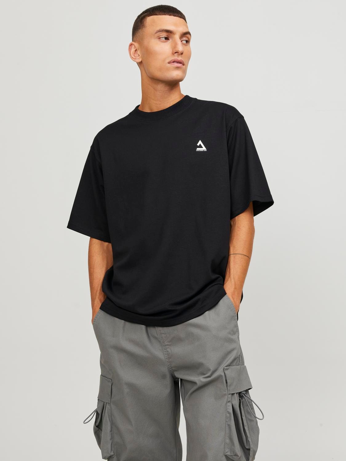 Jack & Jones Nyomott mintás Környak Trikó -Black - 12253435