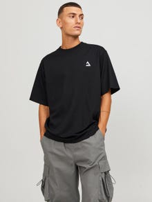 Jack & Jones Spausdintas raštas Apskritas kaklas Marškinėliai -Black - 12253435