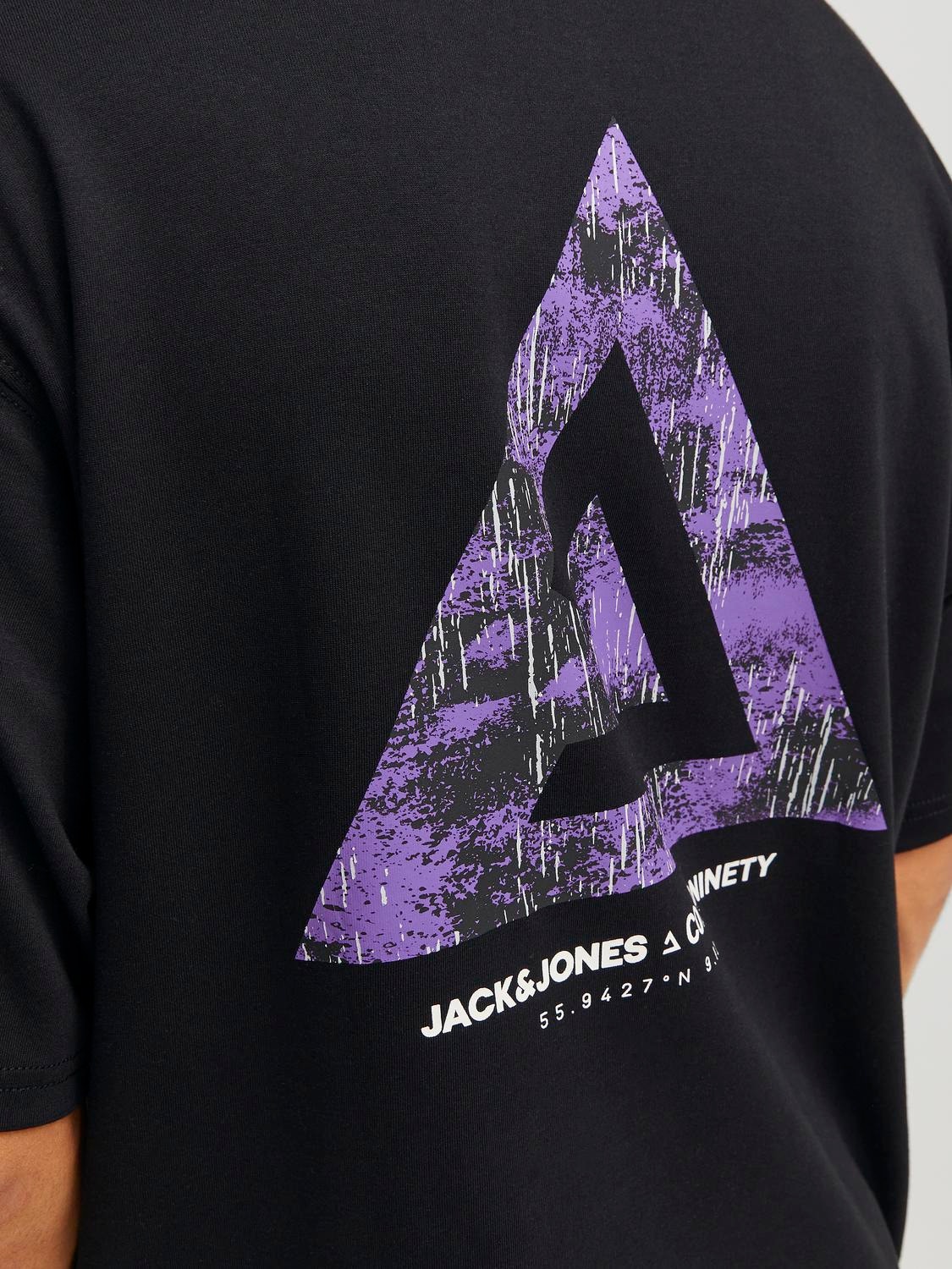 Jack & Jones Printed Crew neck T-shirt -Black - 12253435