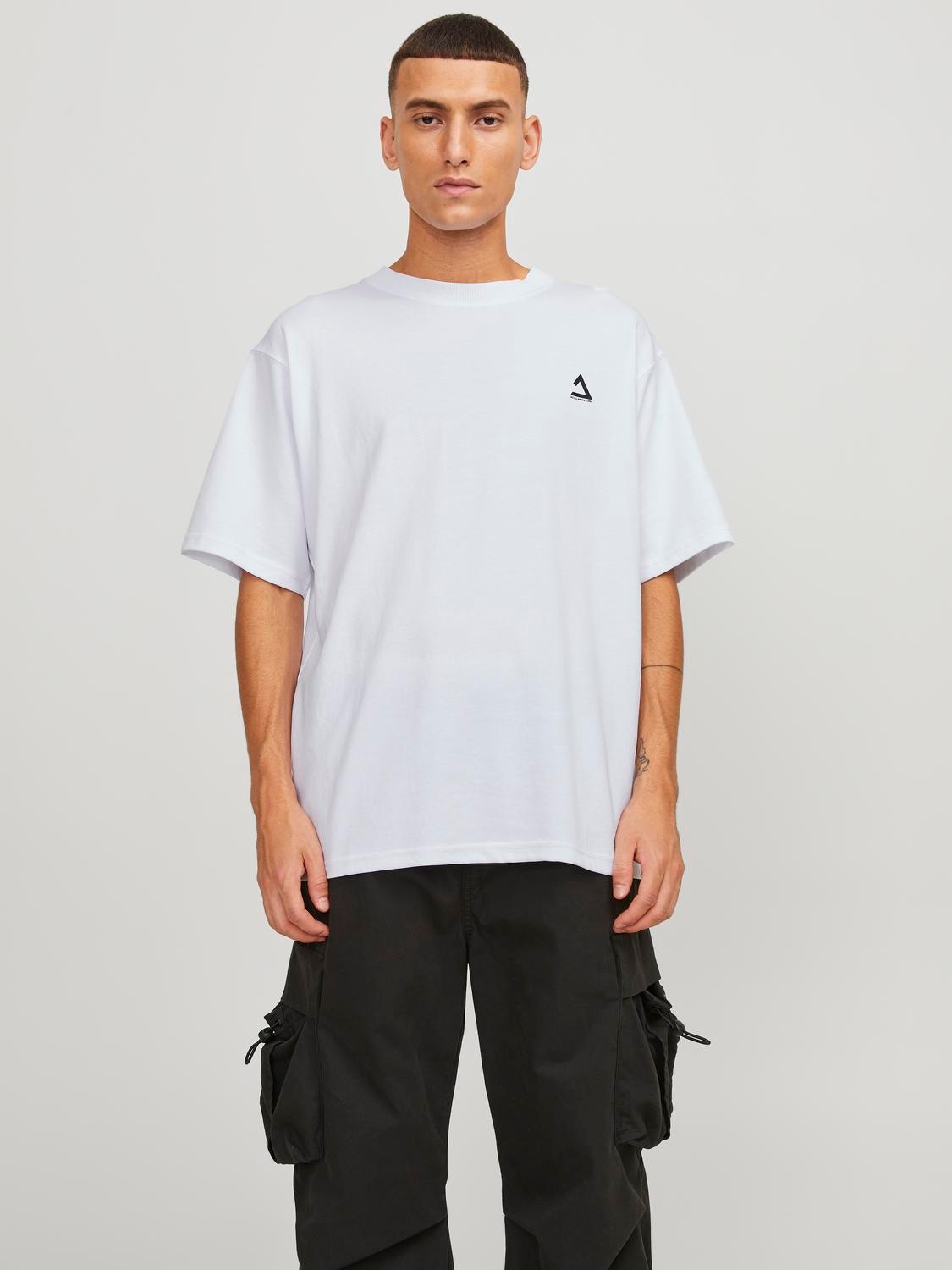 Jack & Jones Nyomott mintás Környak Trikó -White - 12253435