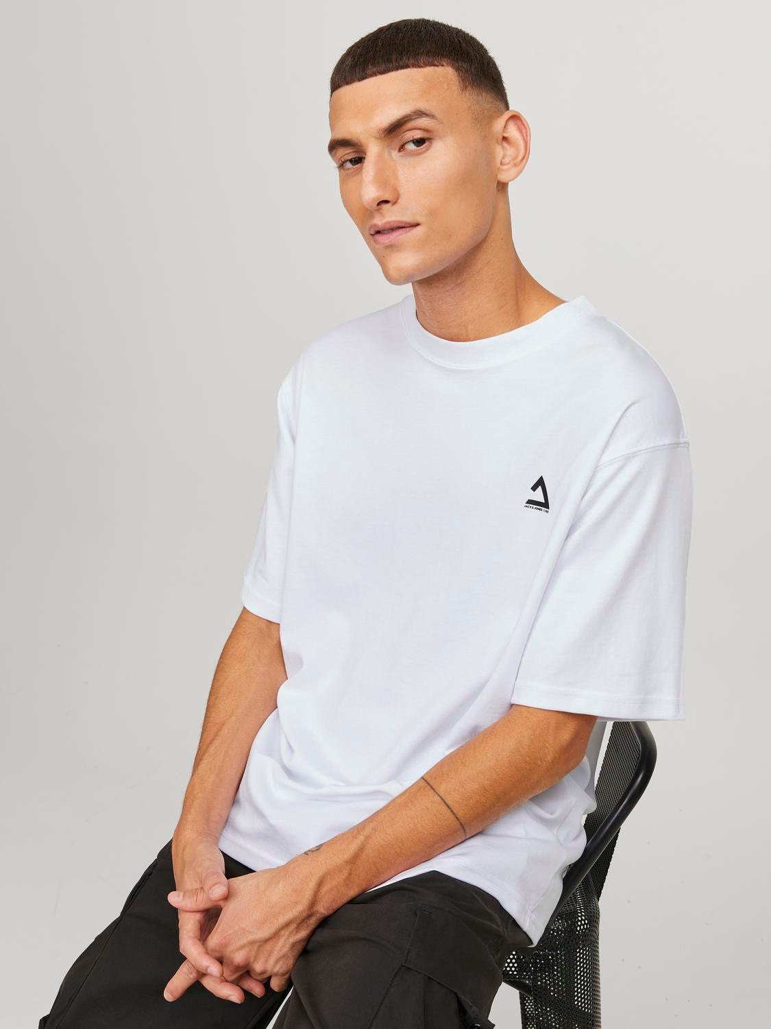 Jack & Jones Nyomott mintás Környak Trikó -White - 12253435