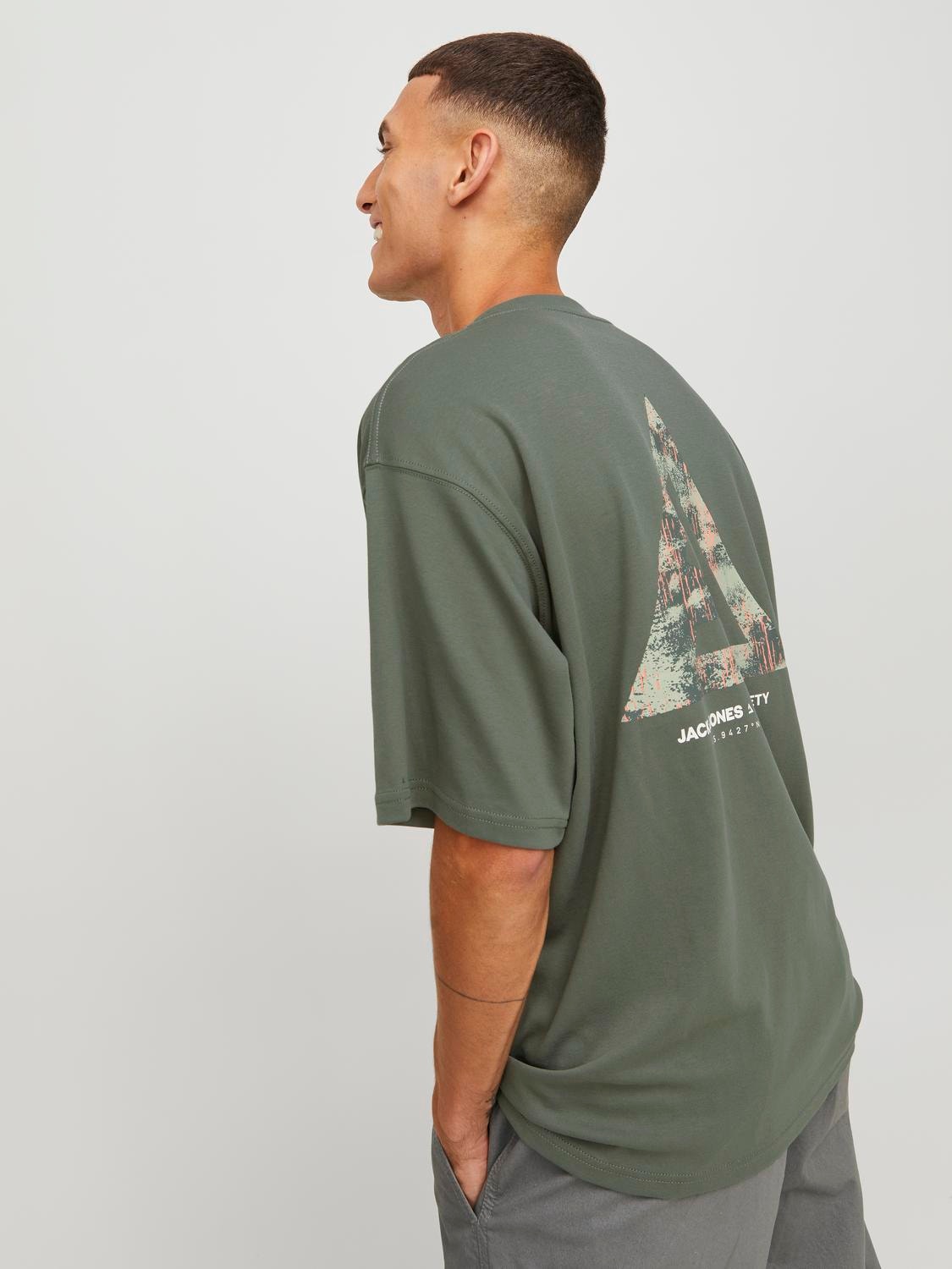 Unisex Green Printed Oversized T-Shirt