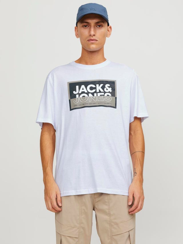 Jack & Jones Logo Ümmargune kaelus T-särk - 12253442