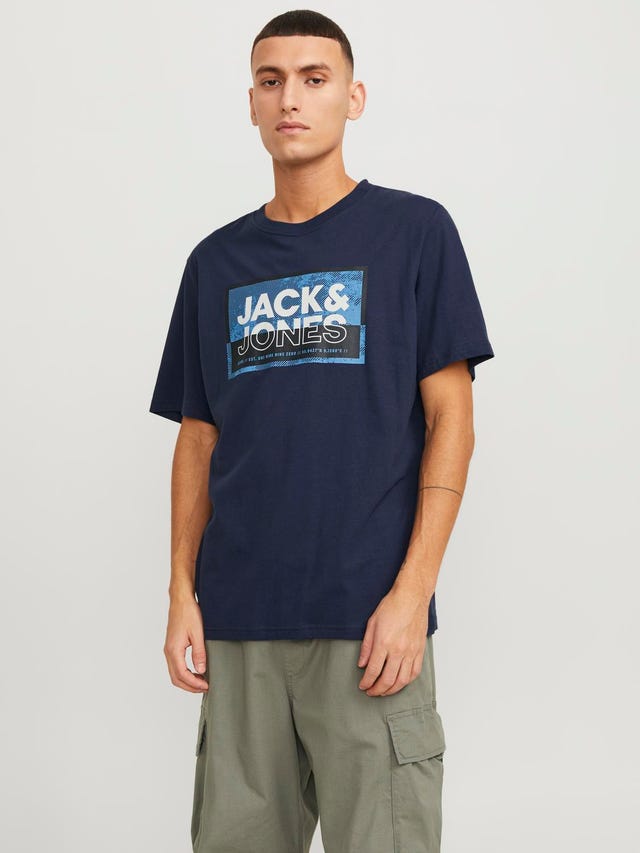 Jack & Jones Logo Ümmargune kaelus T-särk - 12253442