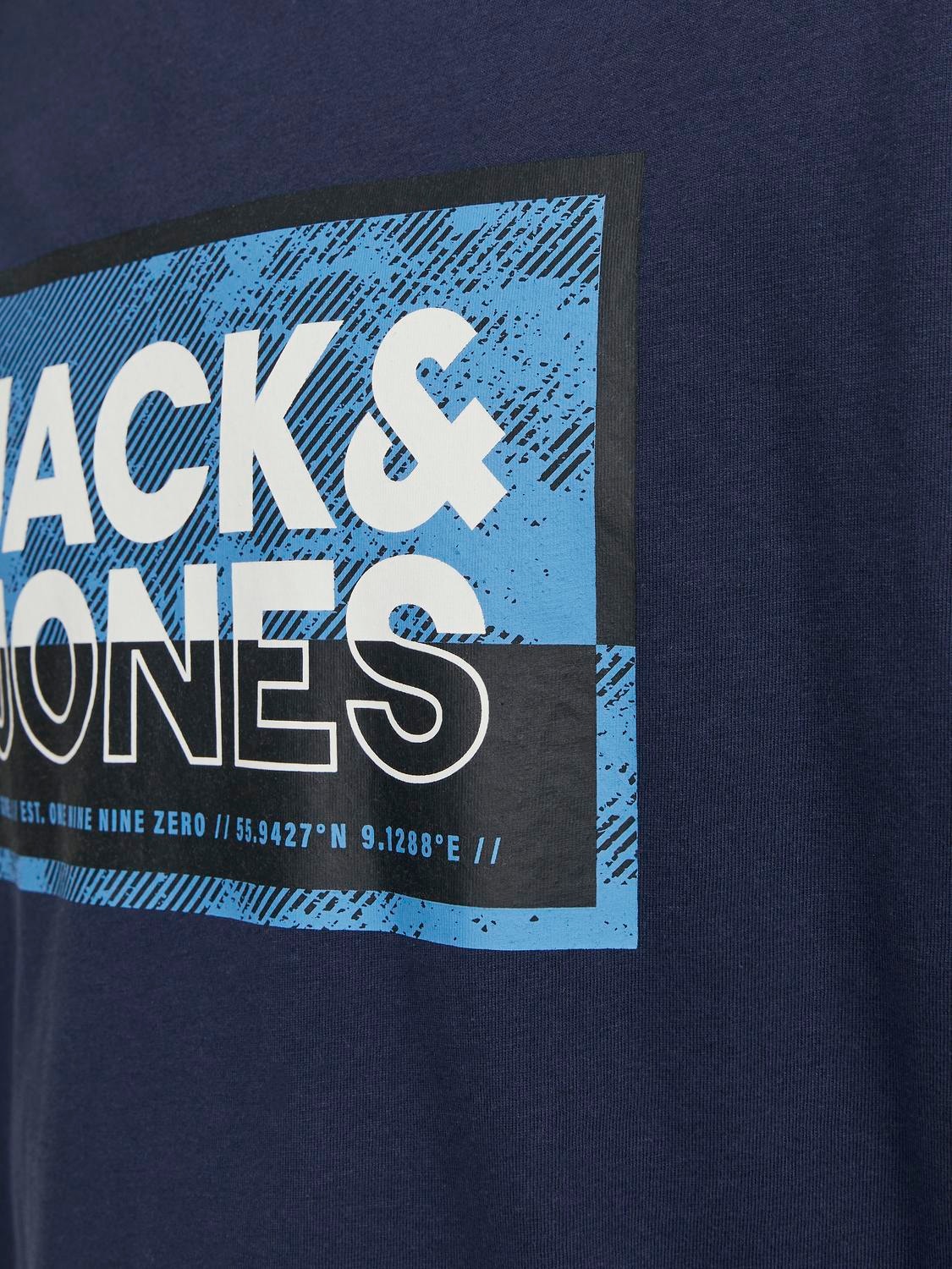 Jack & Jones Logotyp Rundringning T-shirt -Navy Blazer - 12253442