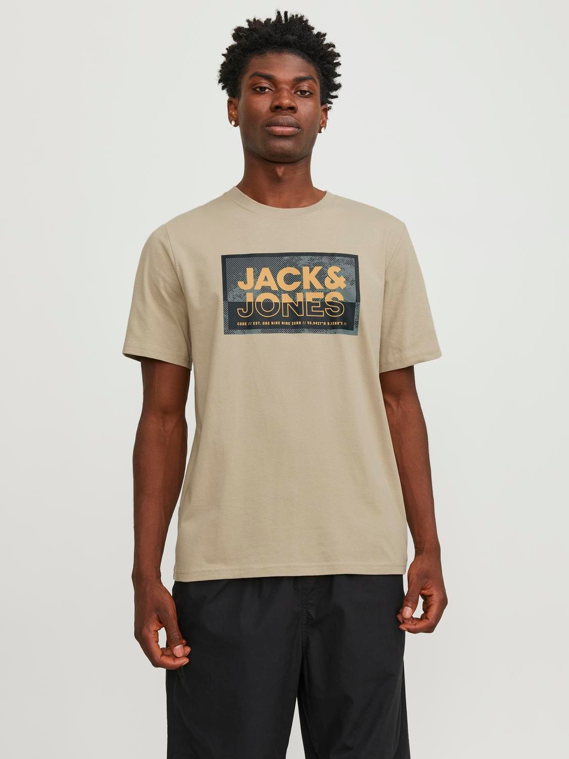 Jack & Jones Logo Kruhový výstřih Tričko -Crockery - 12253442