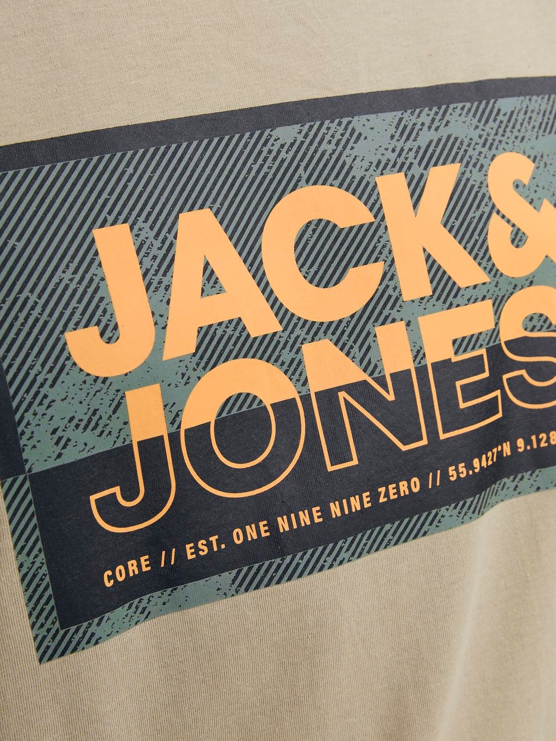 Jack & Jones Logo Crew neck T-shirt -Crockery - 12253442