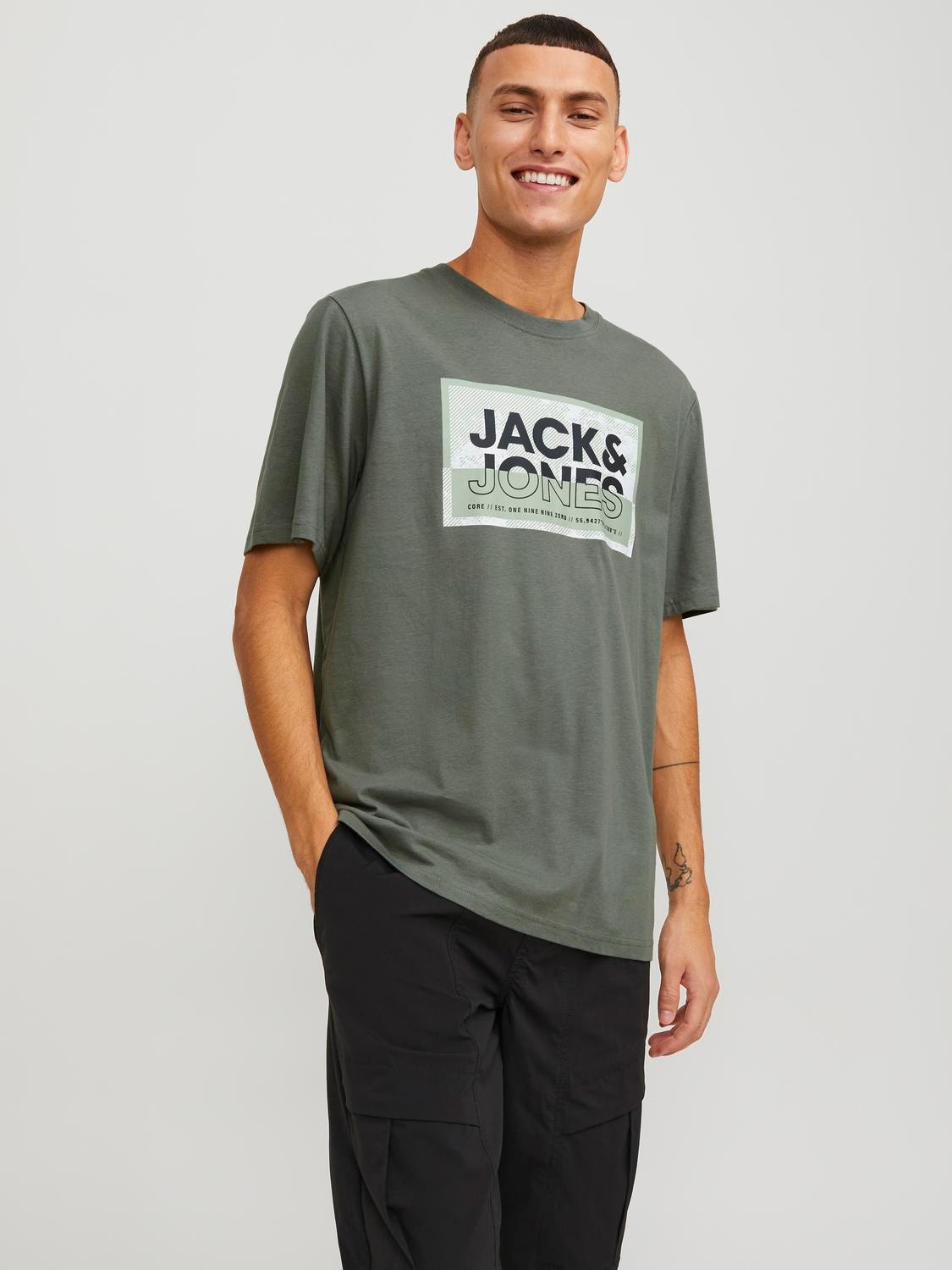 Jack & Jones T-shirt Logo Col rond -Agave Green - 12253442