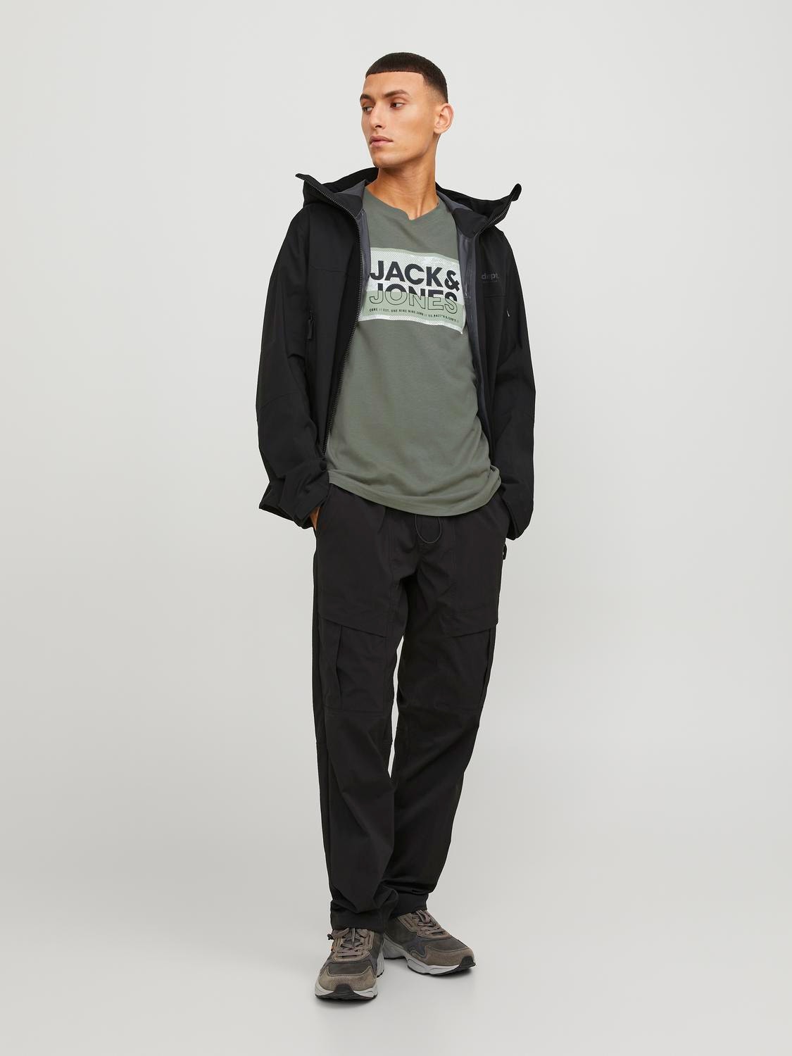 Jack & Jones Logo Kruhový výstřih Tričko -Agave Green - 12253442