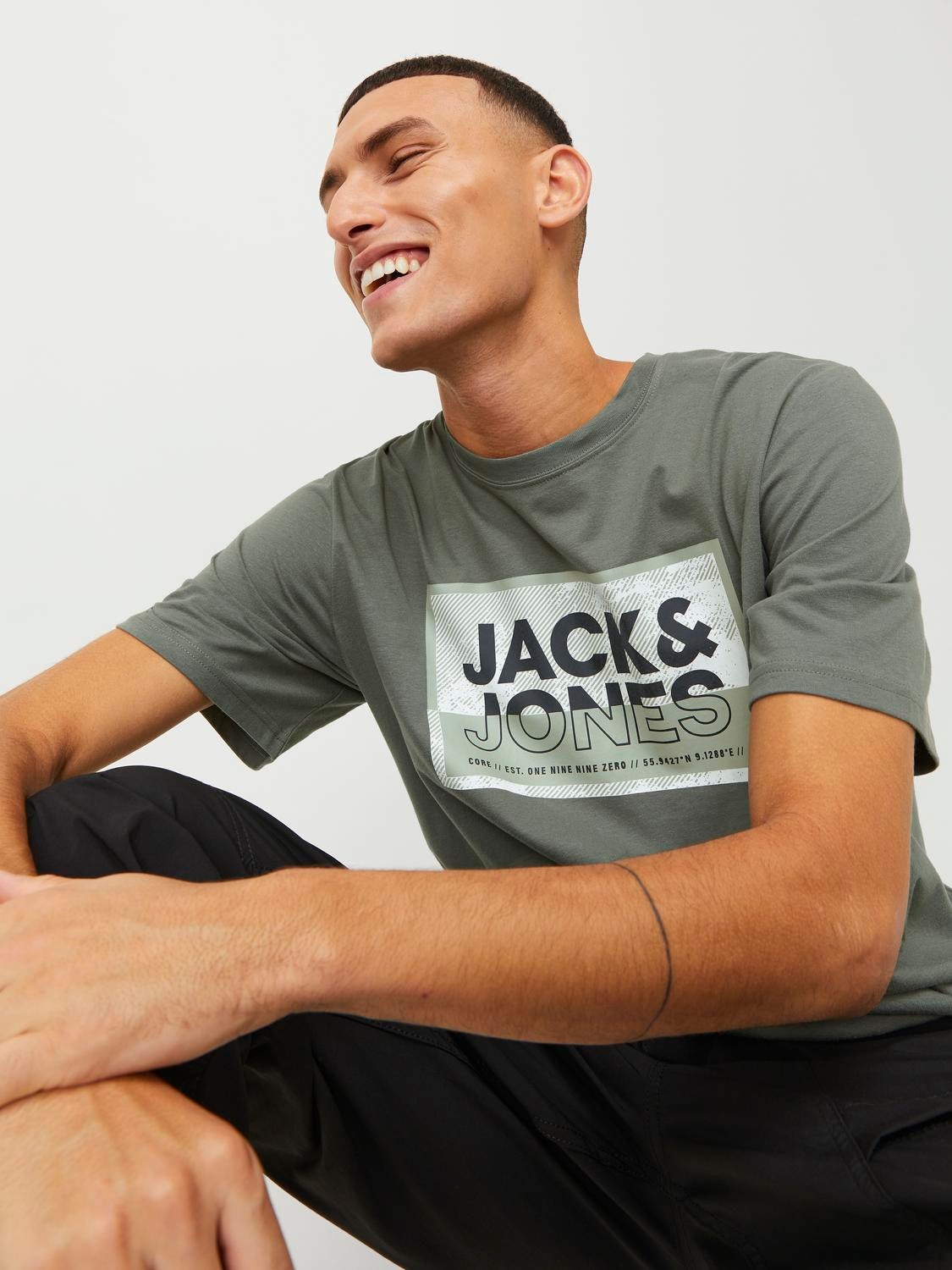 Jack & Jones Logo Crew neck T-shirt -Agave Green - 12253442