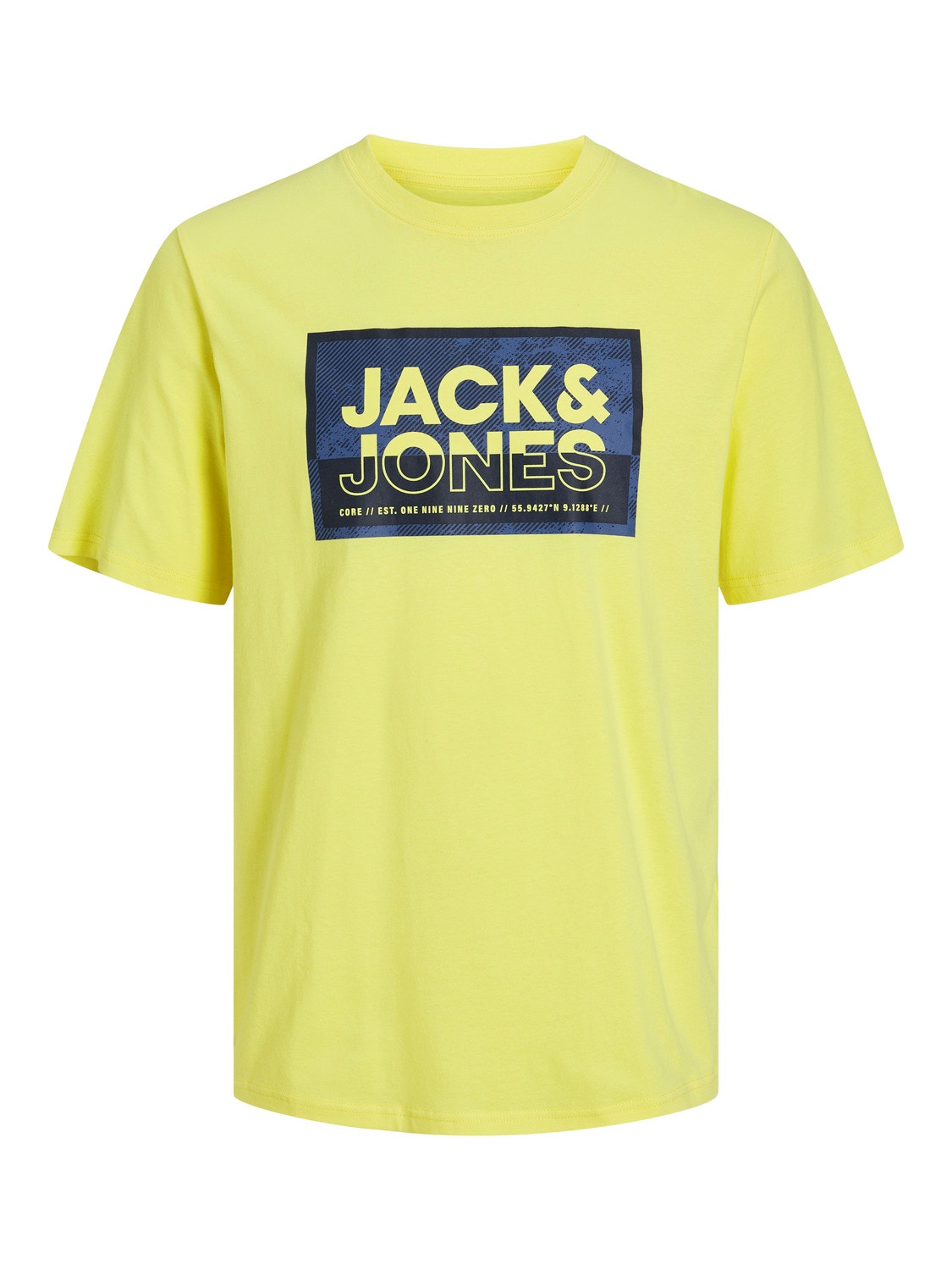 Jack & Jones Logo Ümmargune kaelus T-särk -Lemon Verbena - 12253442