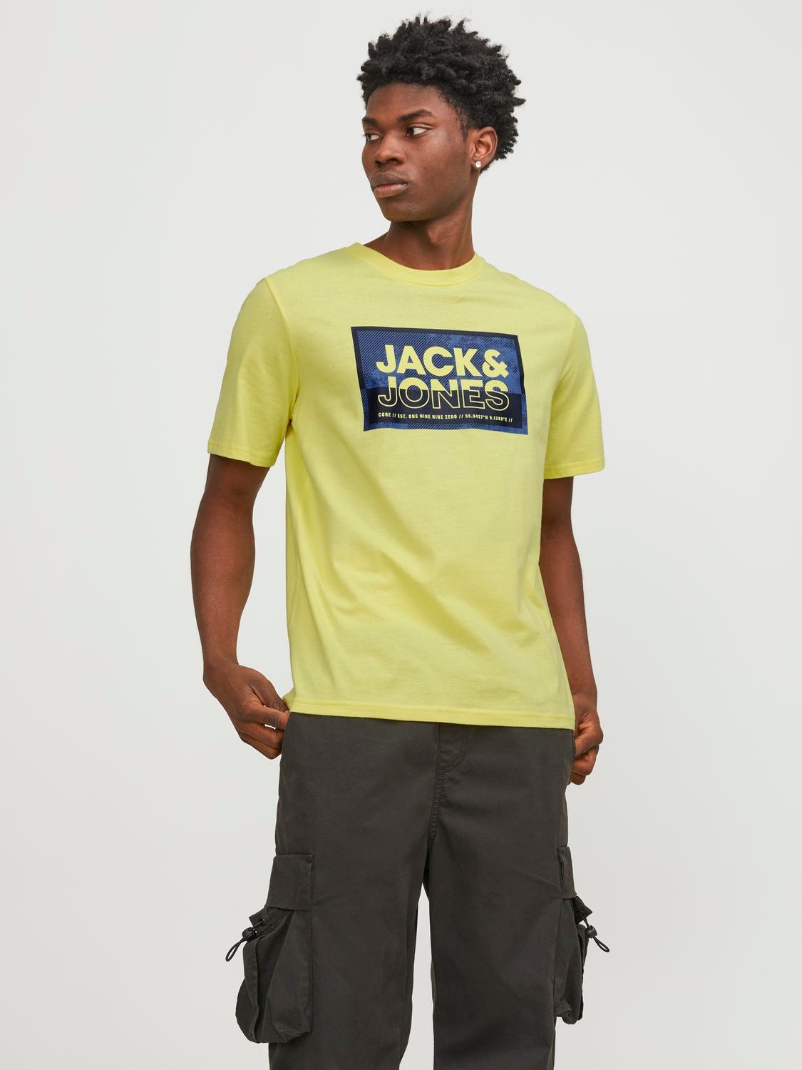 Jack & Jones T-shirt Logo Decote Redondo -Lemon Verbena - 12253442