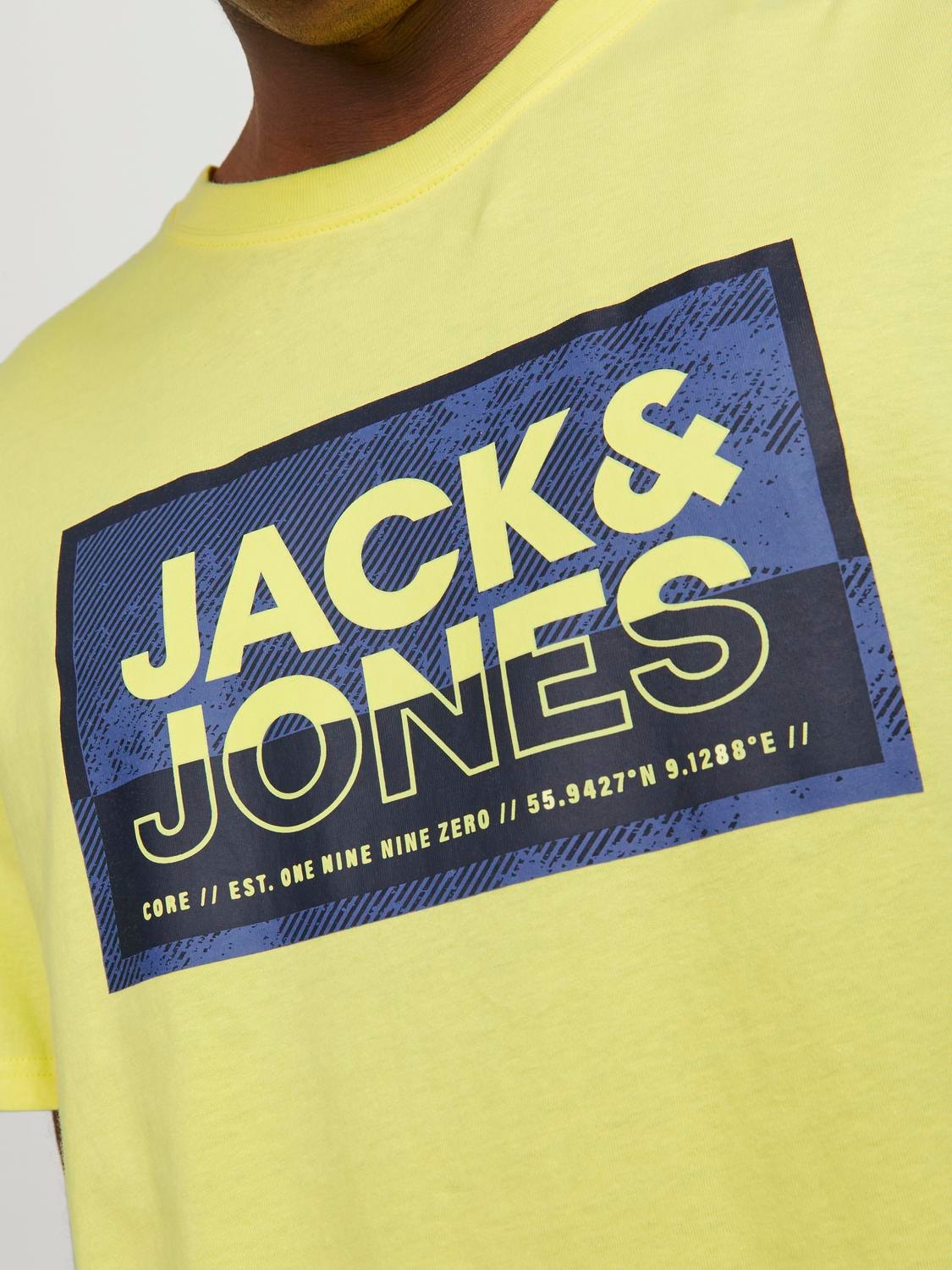 Jack & Jones Logo Crew neck T-shirt -Lemon Verbena - 12253442