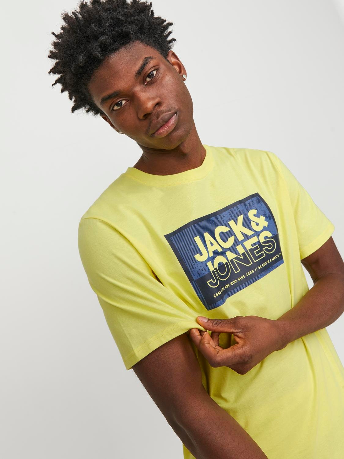 Jack & Jones Logo Ronde hals T-shirt -Lemon Verbena - 12253442