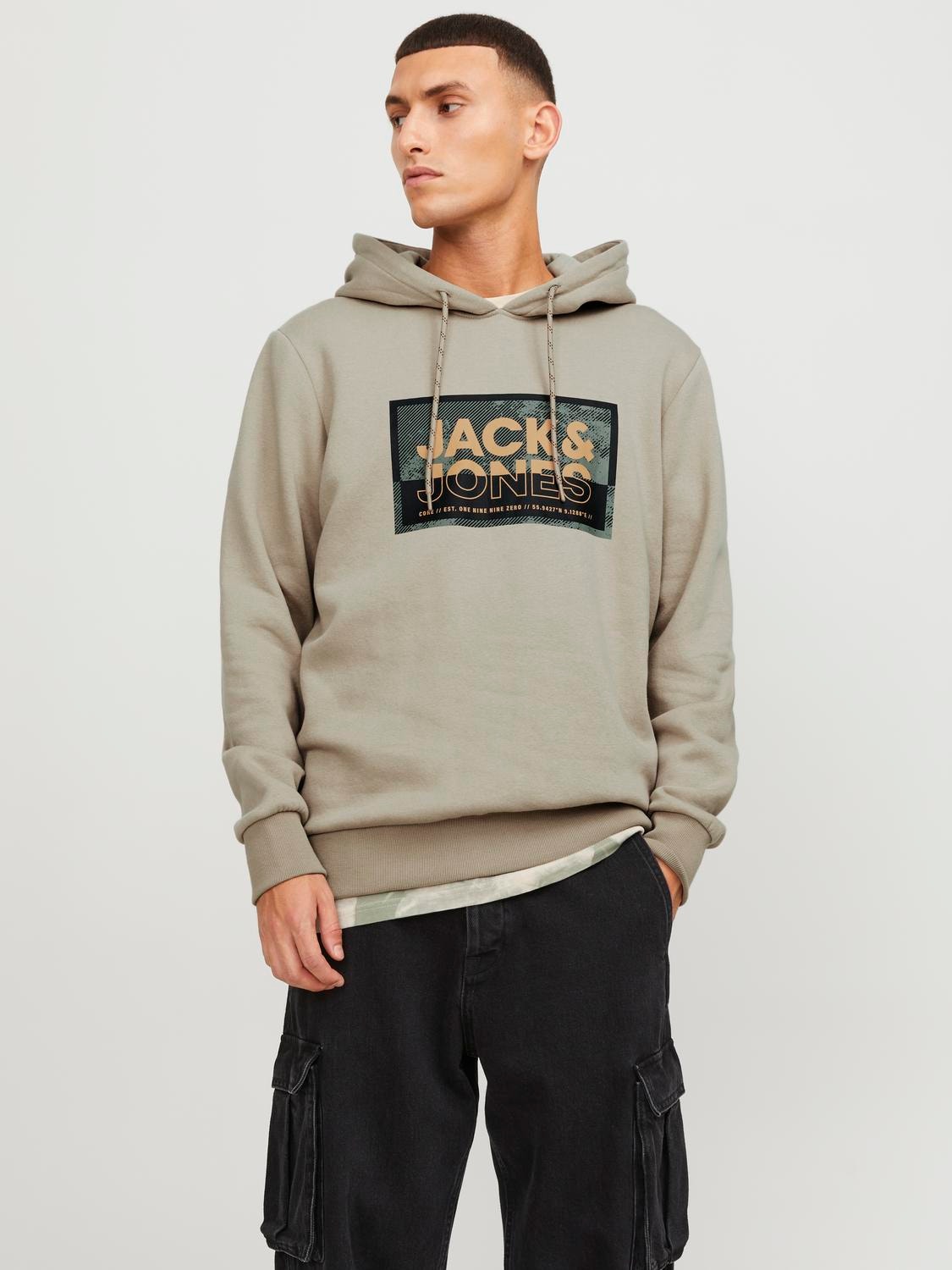 Jack & Jones Hoodie Logo -Crockery - 12253443
