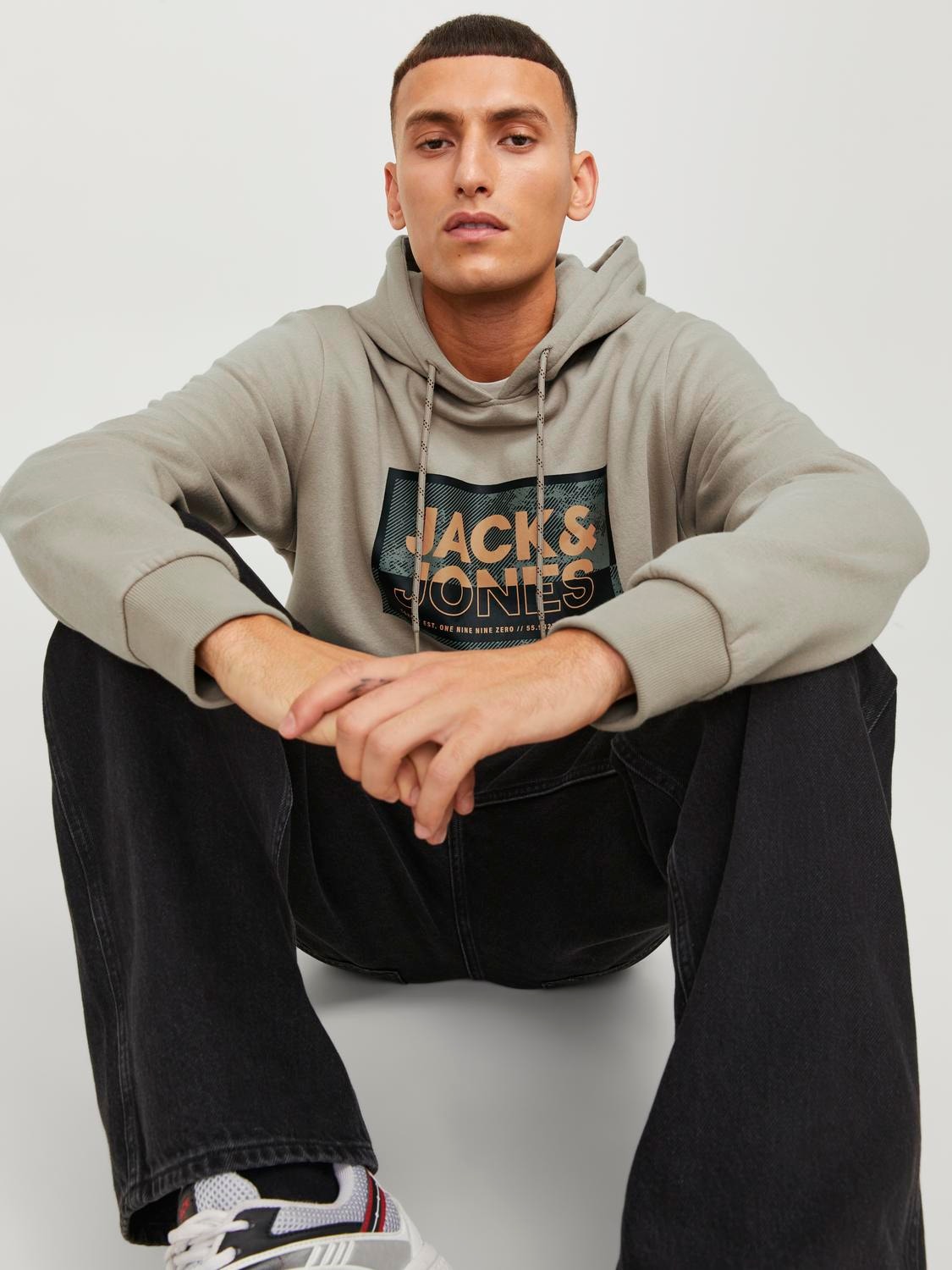 Jack & Jones Hoodie Logo -Crockery - 12253443