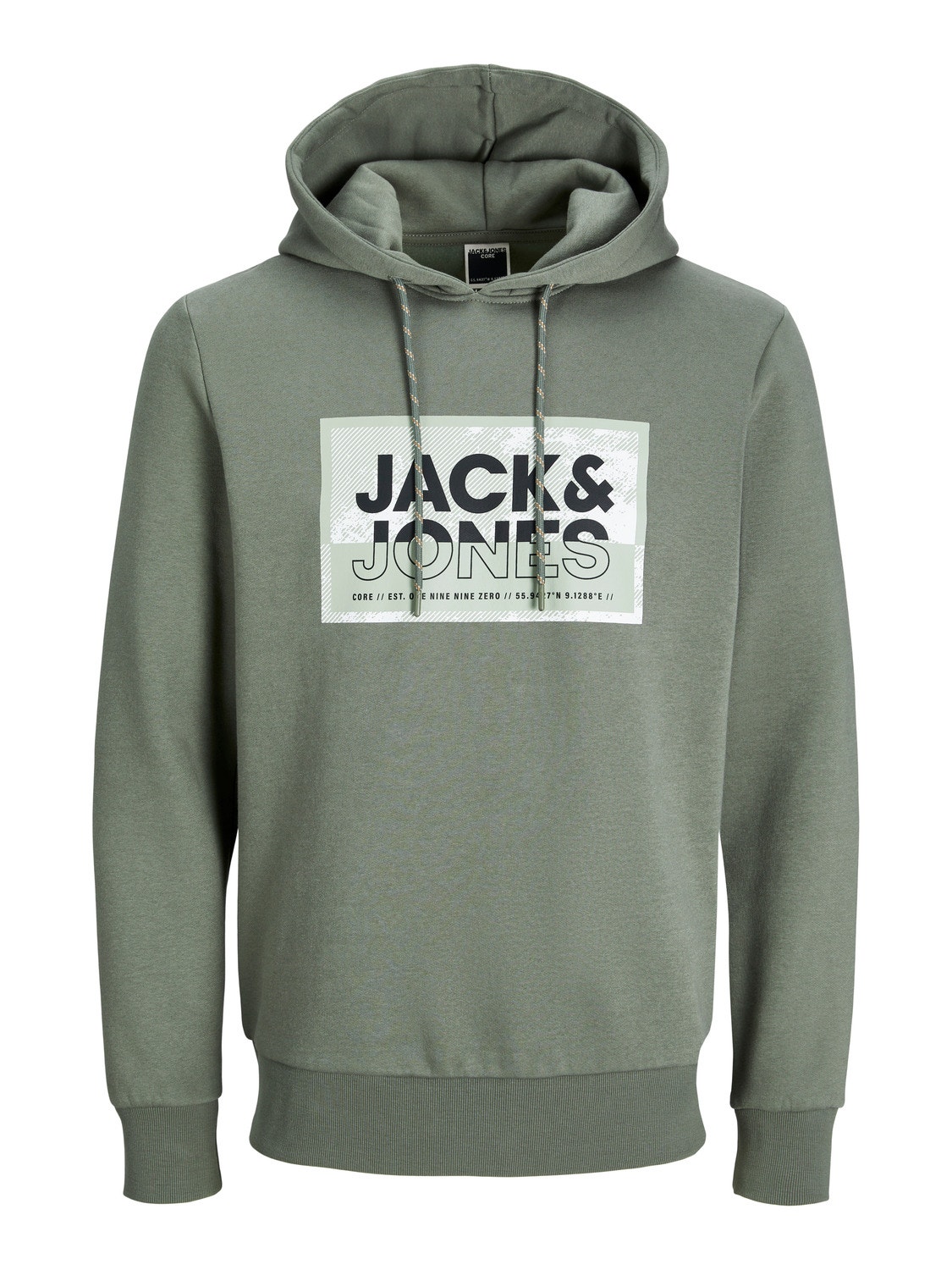 Jack & Jones Logo Hoodie -Agave Green - 12253443